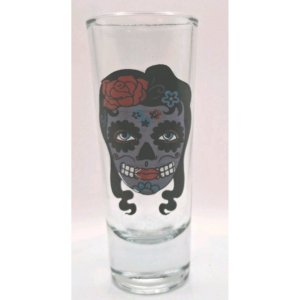 Catrina Sugar Skull Day of the Dead/Dia De Los Muertes Tall 2.5oz  Shot Glass